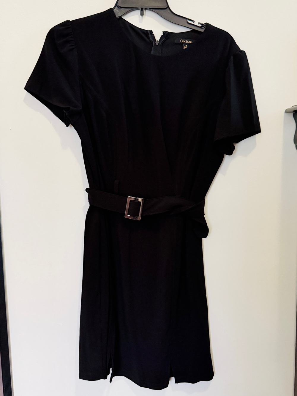 City Studio Black Short Sleeve Belted Dress